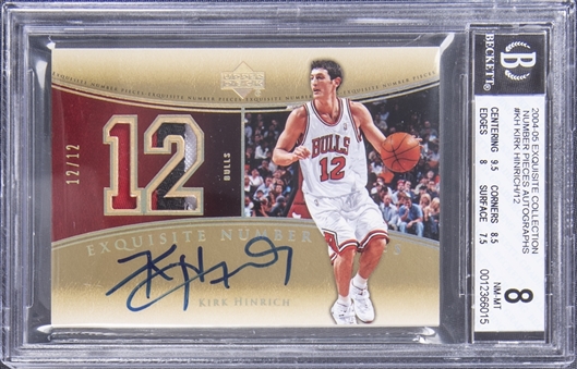 2004-05 UD "Exquisite Collection" Number Pieces Autographs #KH Kirk Hinrich Signed Patch Card (#12/12) - BGS NM-MT 8/BGS 9 - Jersey Number!